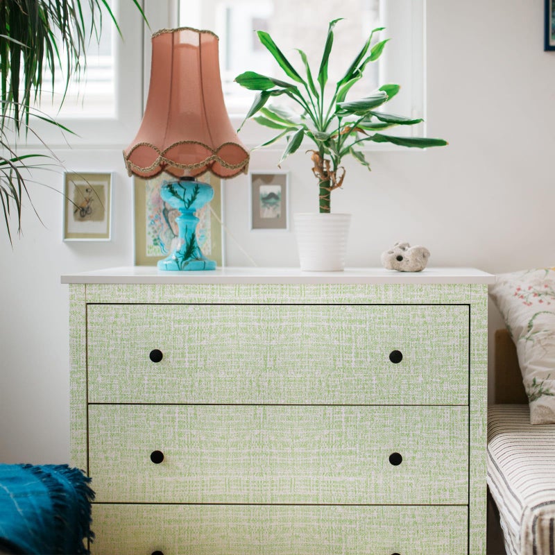 WADILE Grasscloth Peel and Stick Wallpaper 15.7in x 78.7in  Textured Contact Paper for Cabinets  Faux Linen Wall Paper Pull and Stick  Fabric Vinyl Wallpaper Self Adhesive Light Green - Image 4